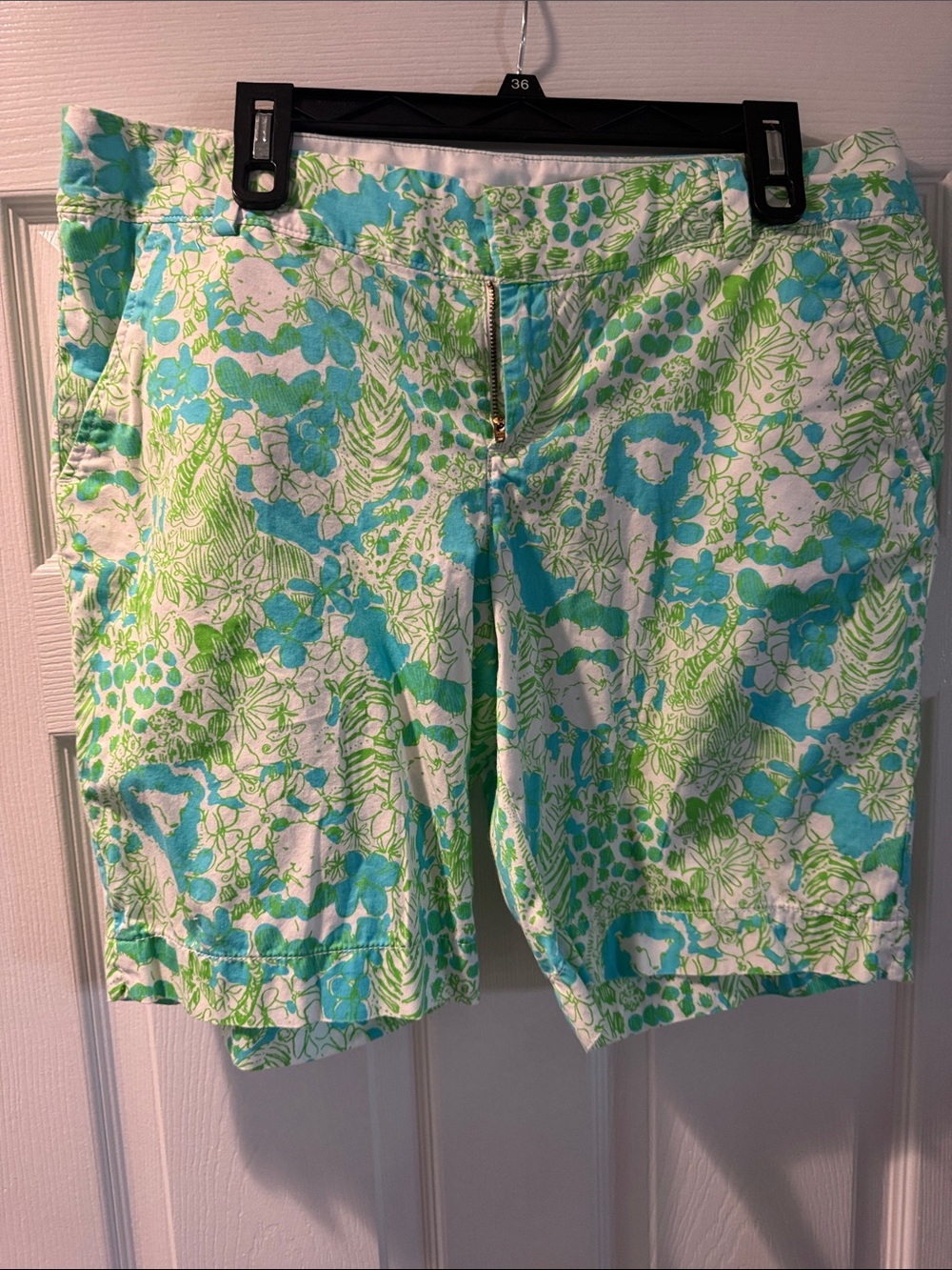 Lilly Pulitzer Aqua and Lime Floral Bermuda Shorts